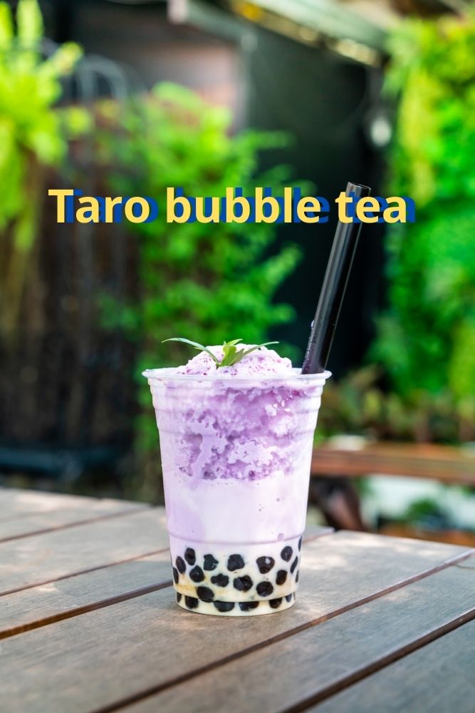 strawberry taro bubble tea
