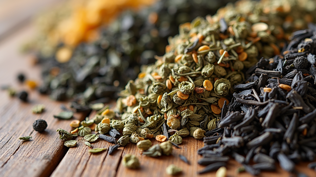 Herbal tea ingredients in a cup